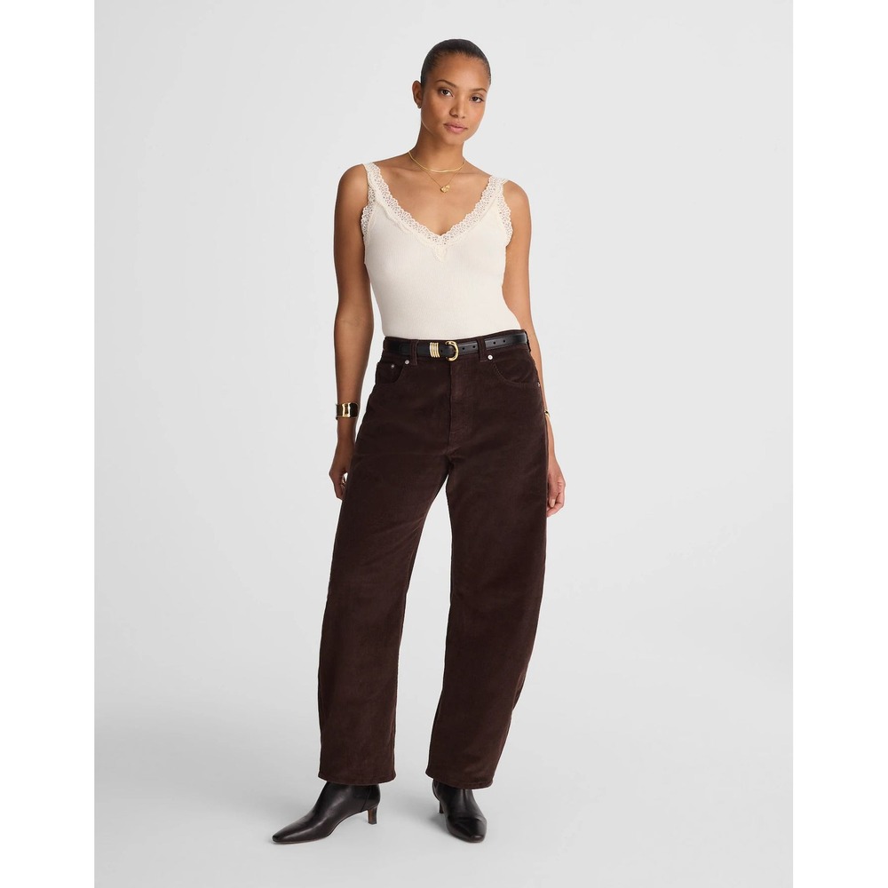 Madewell Curvy Barrel Balloon Pant Corduroy Dark Carob Brown Sz 32 NW861 NEW